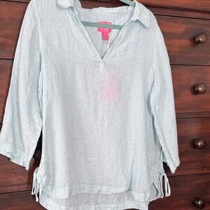 Isaac Mizrahi Light Blue Tunic Top